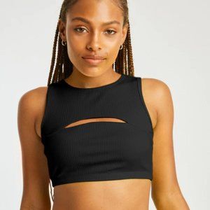BNWT Year of Ours Ribbed Cut Out Bra in Black